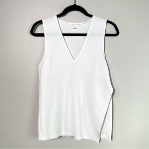 HEMSMITH Side Slit V Neck Tank Top in White size XS